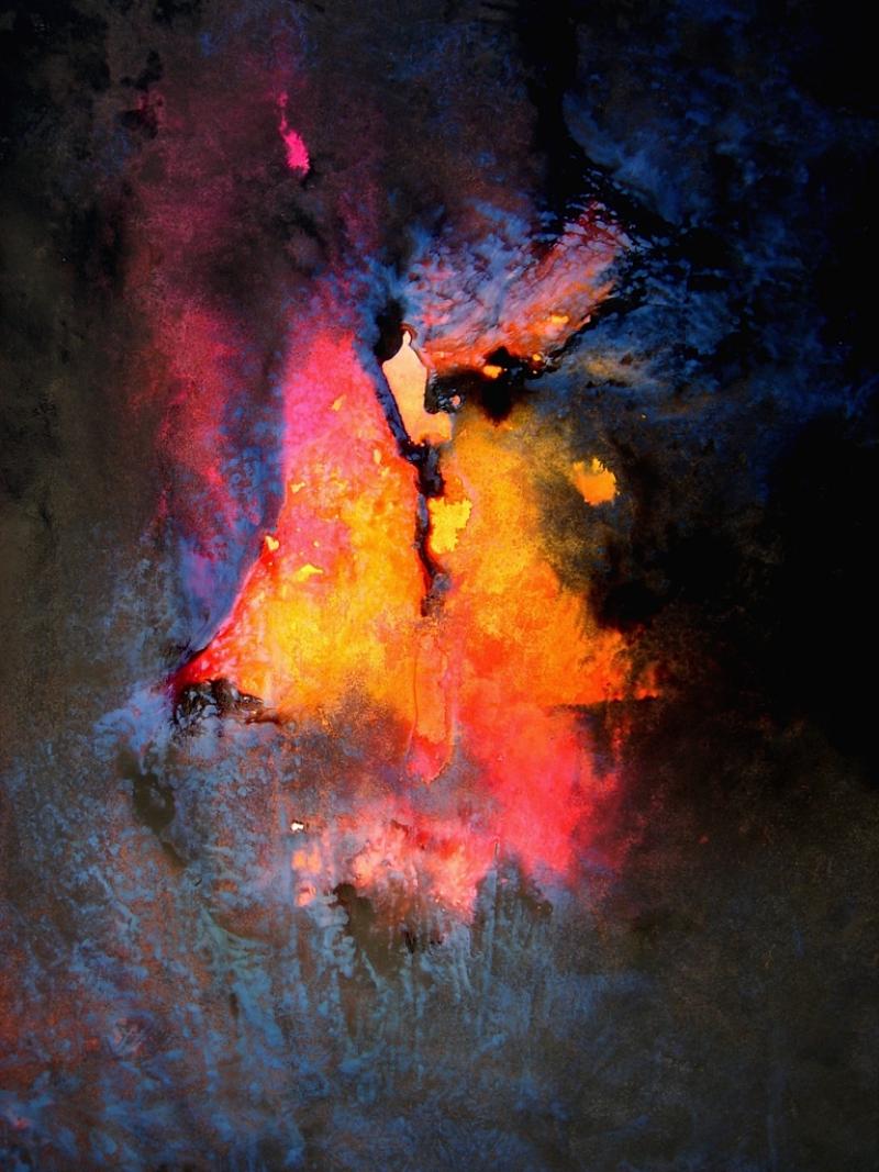 Magma und Meerestiefen: Mischtechnik mit Tusche und Airbrush
